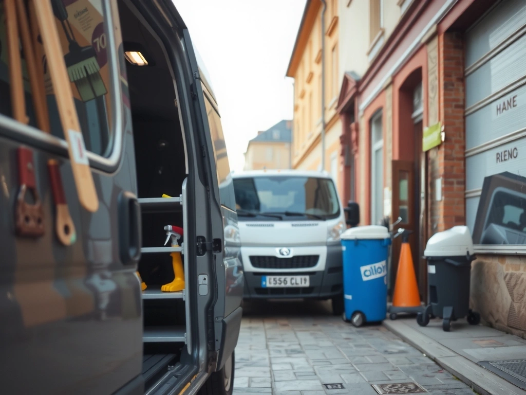 Vůz s vybavením v ulici